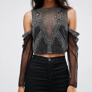 ASOS Embellished Cold Shoulder Top